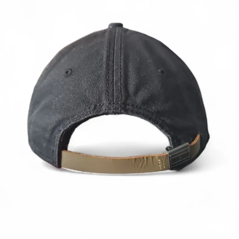 Vintage Tommy Hilfiger Dad Hat Black Cotton Baseball Cap Y2K Adjustable Logo